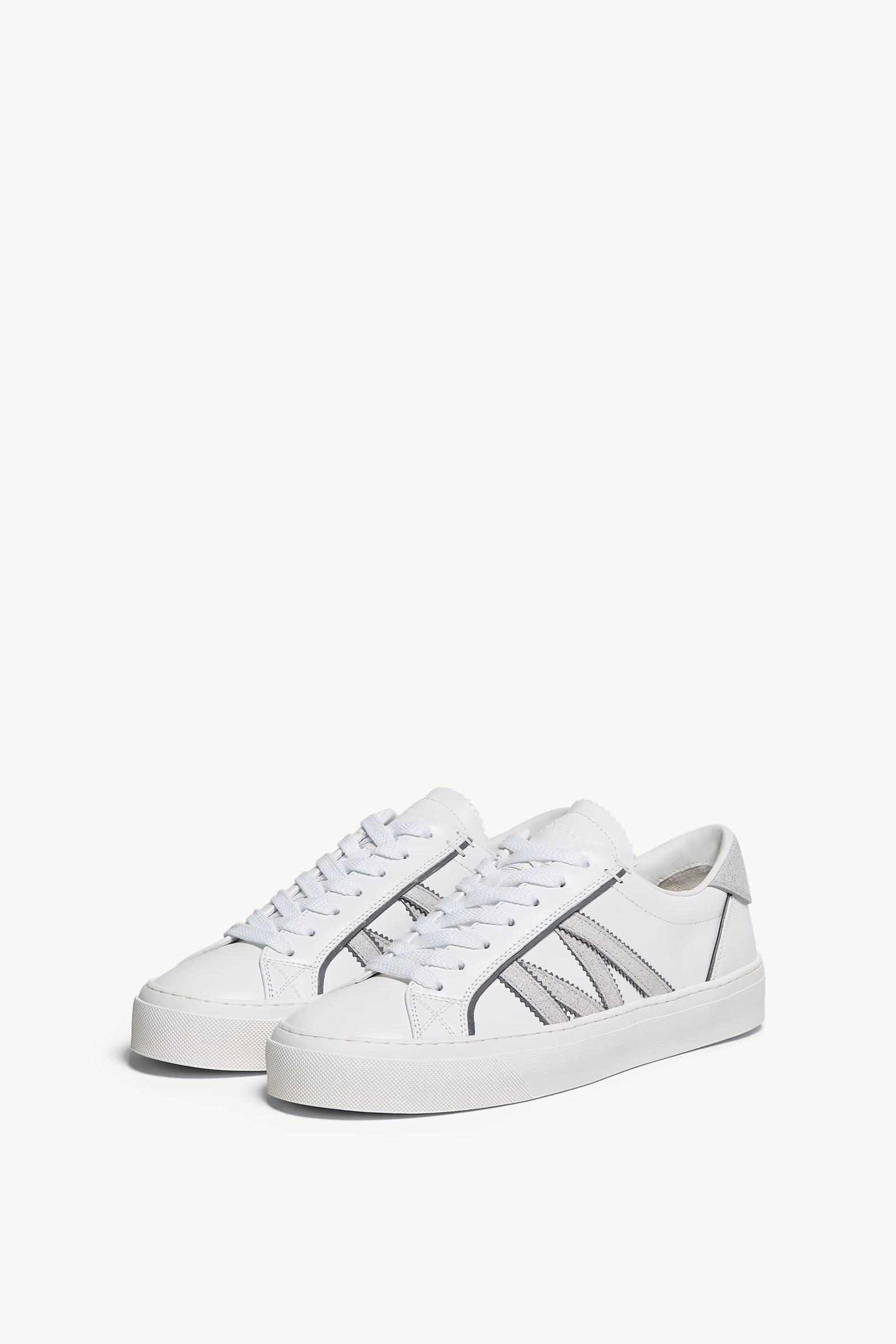Monaco2 Leather & Glitter Sneakers Women White Moncler 4